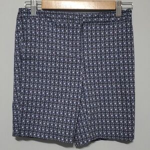 Mario Serrani Italy Shorts Womens Size 2 Blue Black White Diamond Abstract Print